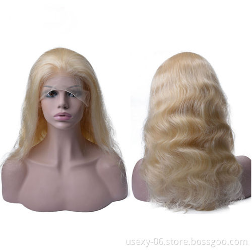 Top Quality Brazilian Hair Wigs 613 Blonde Virgin Hair Lace Wigs Body Wave Human Hair Color 613 Lace Front Wig